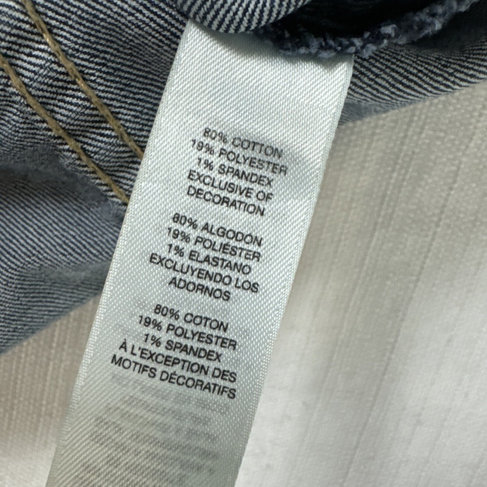 Chicos 1 Platinum Denim Jacket Womens Cropped Rhinestone Bling size Medium - Picture 11 of 12